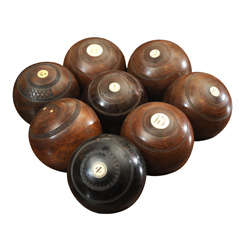 Used 19th c. British Lignum Vitae Lawn Bowling Balls