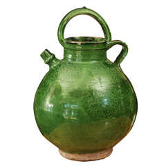 Provencal Green-Glazed Earthenware Pitcher