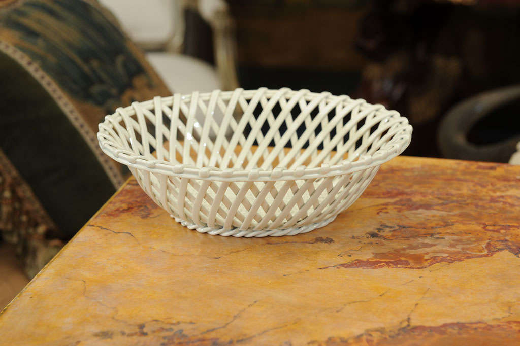 19th C. English Creamware Fruit Basket