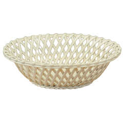 19th C. English Creamware Fruit Basket Antique 19th C. English Creamware Fruit Basket