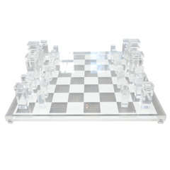 Lucite Chess Set on Lucite Board