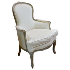 18th Century French Bergere in Grey Paint
