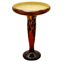 Le Verre Francais glass cameo and acid vase signed