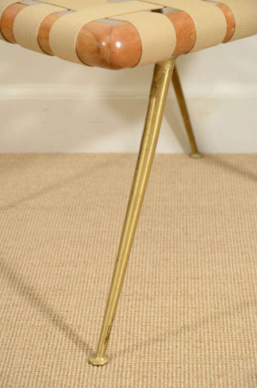 Mid-20th Century A Rare T.H. Robsjohn-Gibbings Webbed Brass Legged Chair.
