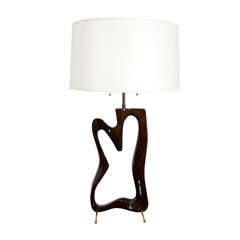 A 1950's  Sculptural Abstract Pierced Wood Table Lamp.