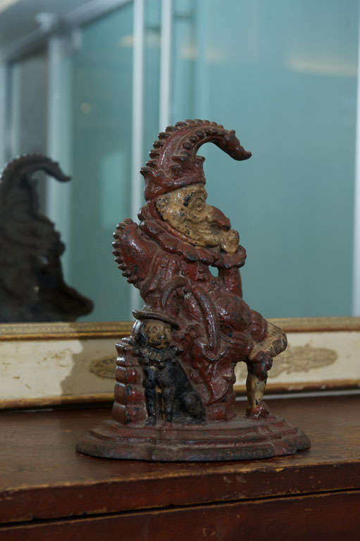 Painted Cast Iron Door Stop depicting Punch and his dog, Toby