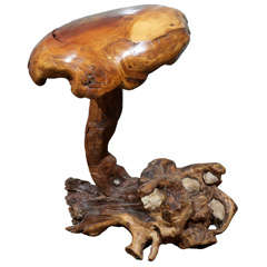 Carved Burl Walnut Mushroom Sculpture