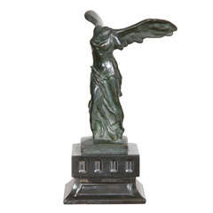 Antique Winged  Victory of Samothrace Bronze Deskpiece Sculpture