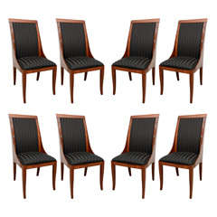 Elegant Set of 8 Italian Lacquered Walnut Dining Chairs