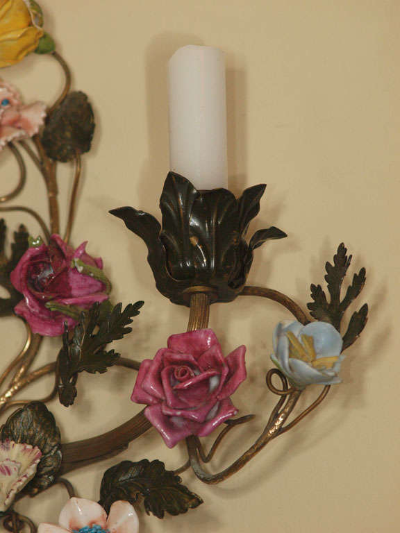 Pair of Antique French Porcelain Wall Sconces 3