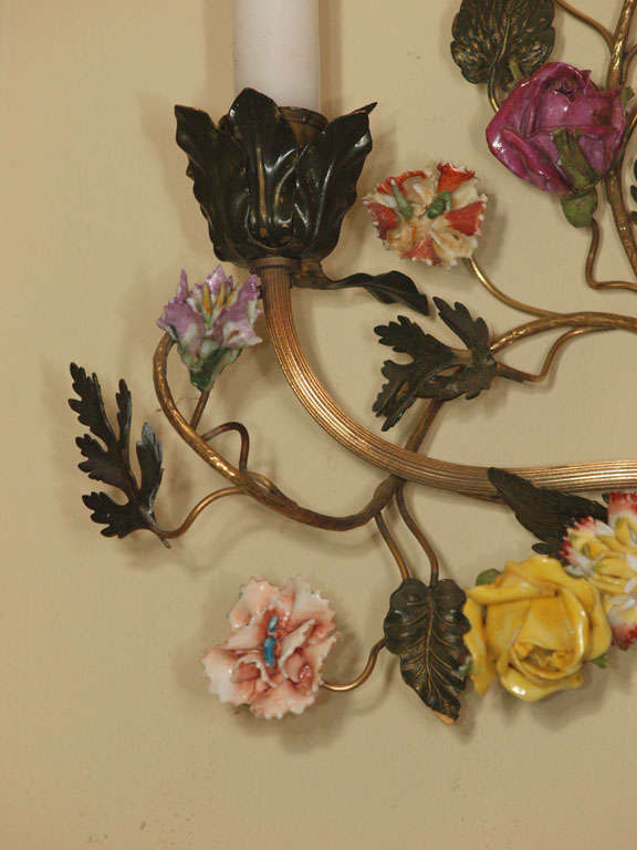 Pair of Antique French Porcelain Wall Sconces 5