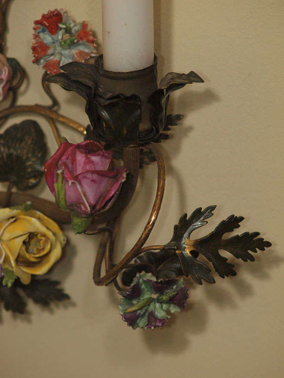 Pair of Antique French Porcelain Wall Sconces 6