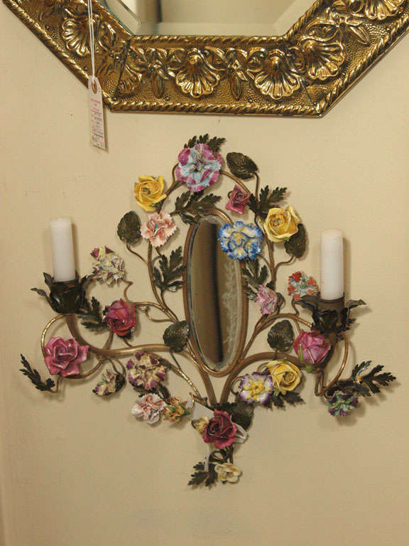 Pair of Antique French Porcelain Wall Sconces 7