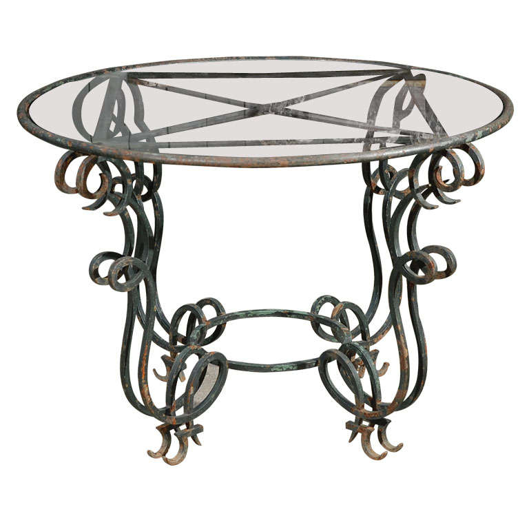 French Iron and Glass Table, Circa 1900