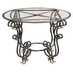 French Iron and Glass Table, Circa 1900
