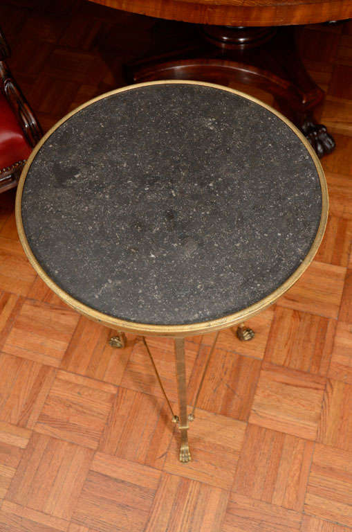 Pair of Gueridon Brass Tables with Marble Top 1
