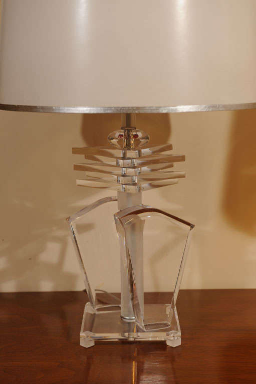 Pair of chunky lucite table lamps 1