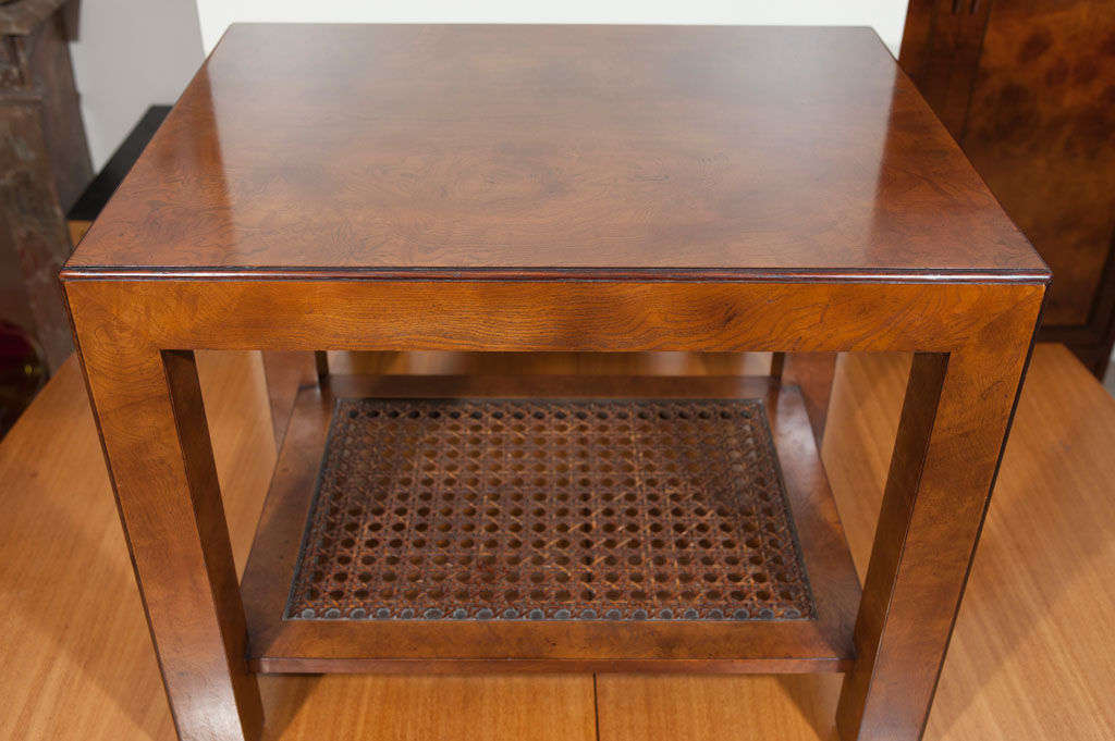 Burl walnut side table by John Widdicomb For Sale 2