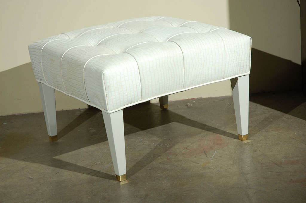 Restored  Ottoman in Faux Crocodile