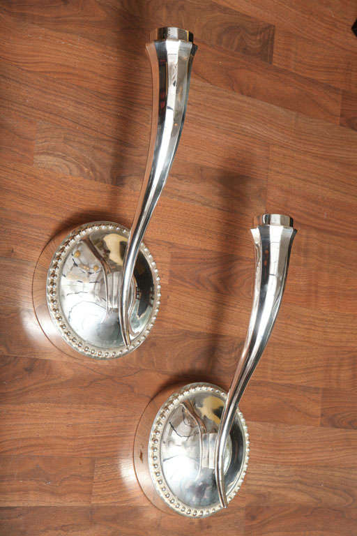 Pair of Art Deco Single-Arm Wall Sconces in the manner of Ruhlmann 1