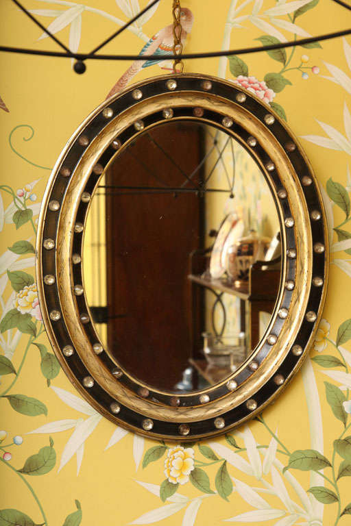 19th Century Fine Pair Irish Oval Mirrors with Briolette Cut Jewels, Ireland