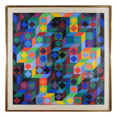 Victor Vasarely Signed/Numbered Op Art Silk Screen w/ Provenance