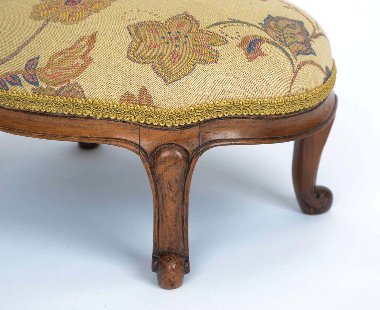 Hand-Crafted Mid 19th C. Victorian, FOOT STOOL, Walnut, English