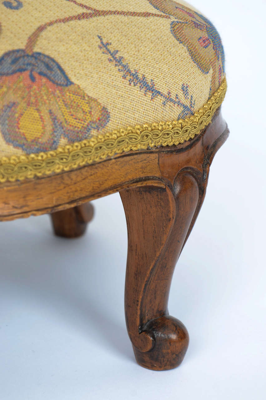 Fabric Mid 19th C. Victorian, FOOT STOOL, Walnut, English