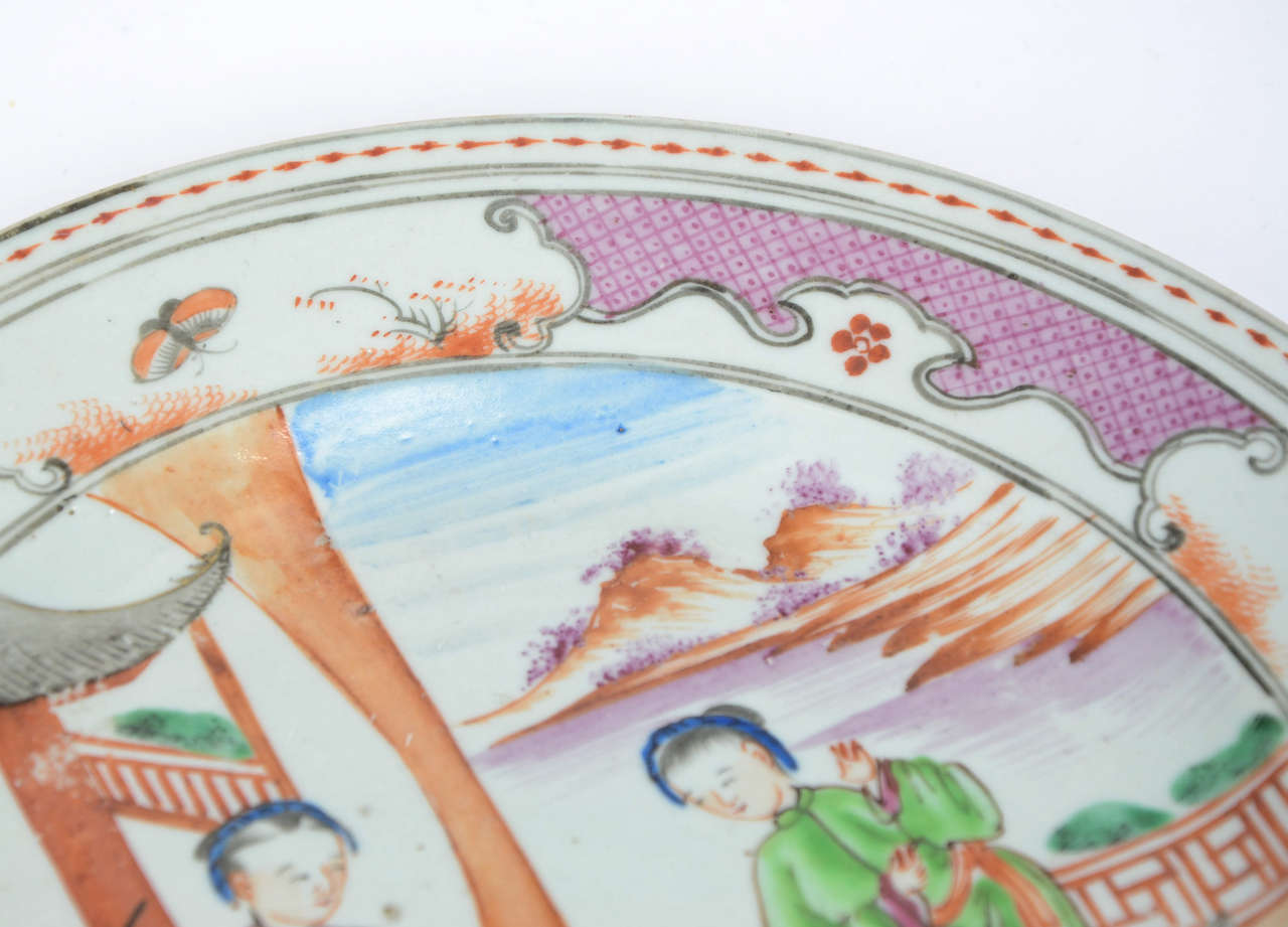 Hand-Painted 18th C. Chinese Porcelain, Famille Rose PLATE, Qing, Qianlong Period