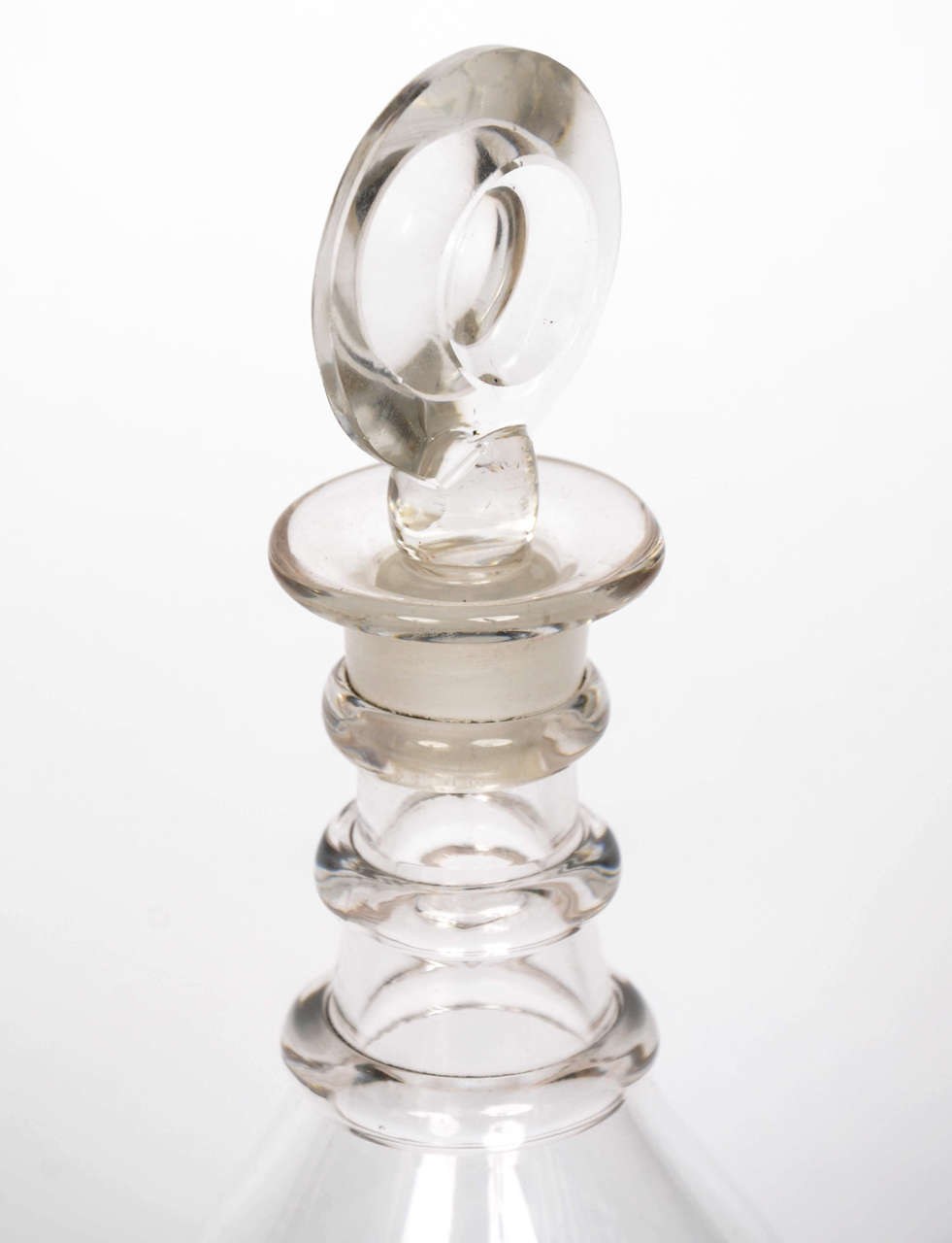 George III 18th Century, GLASS DECANTER, 3 Neck Rings, English, hand blown crystal