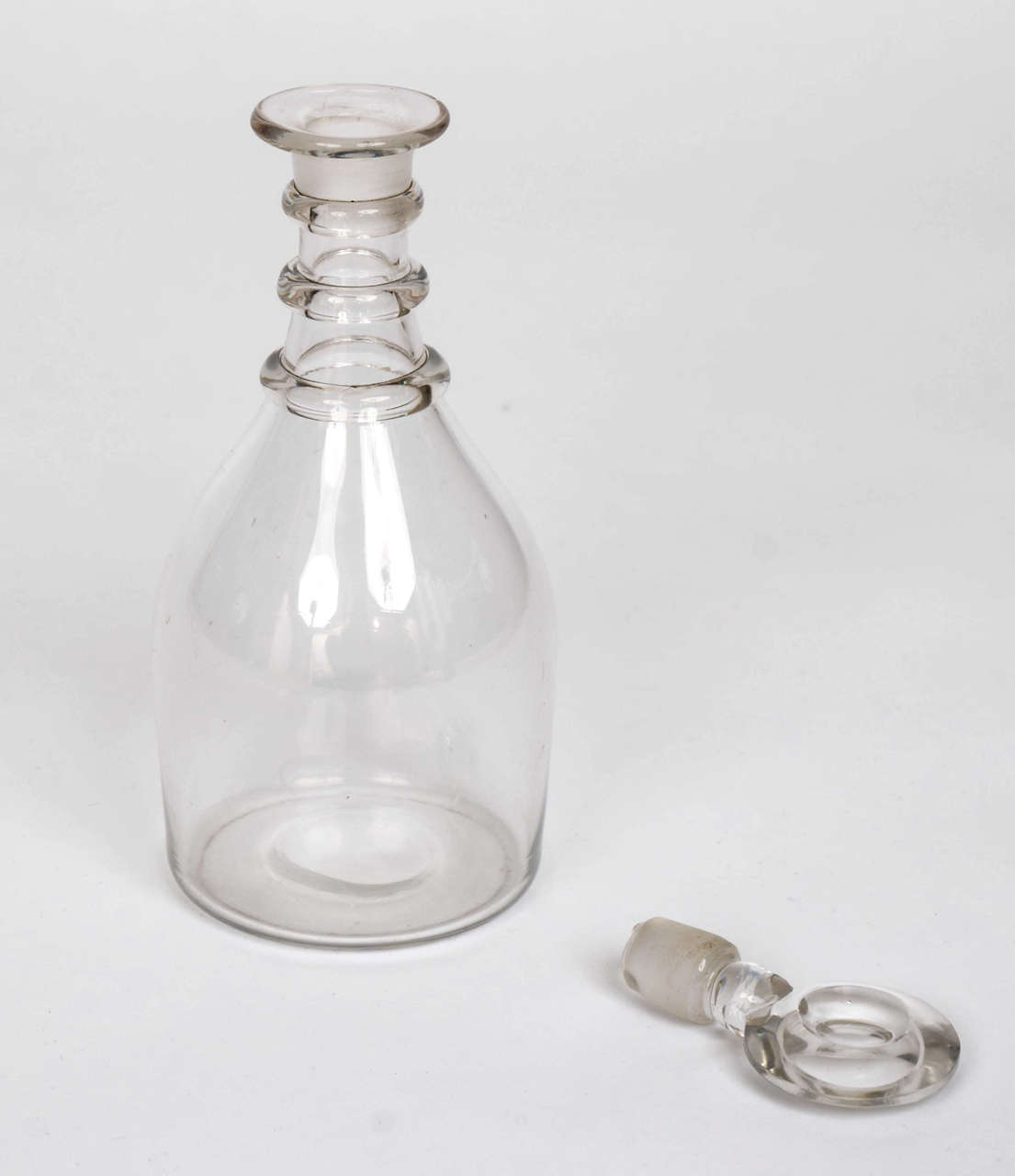 British 18th Century, GLASS DECANTER, 3 Neck Rings, English, hand blown crystal