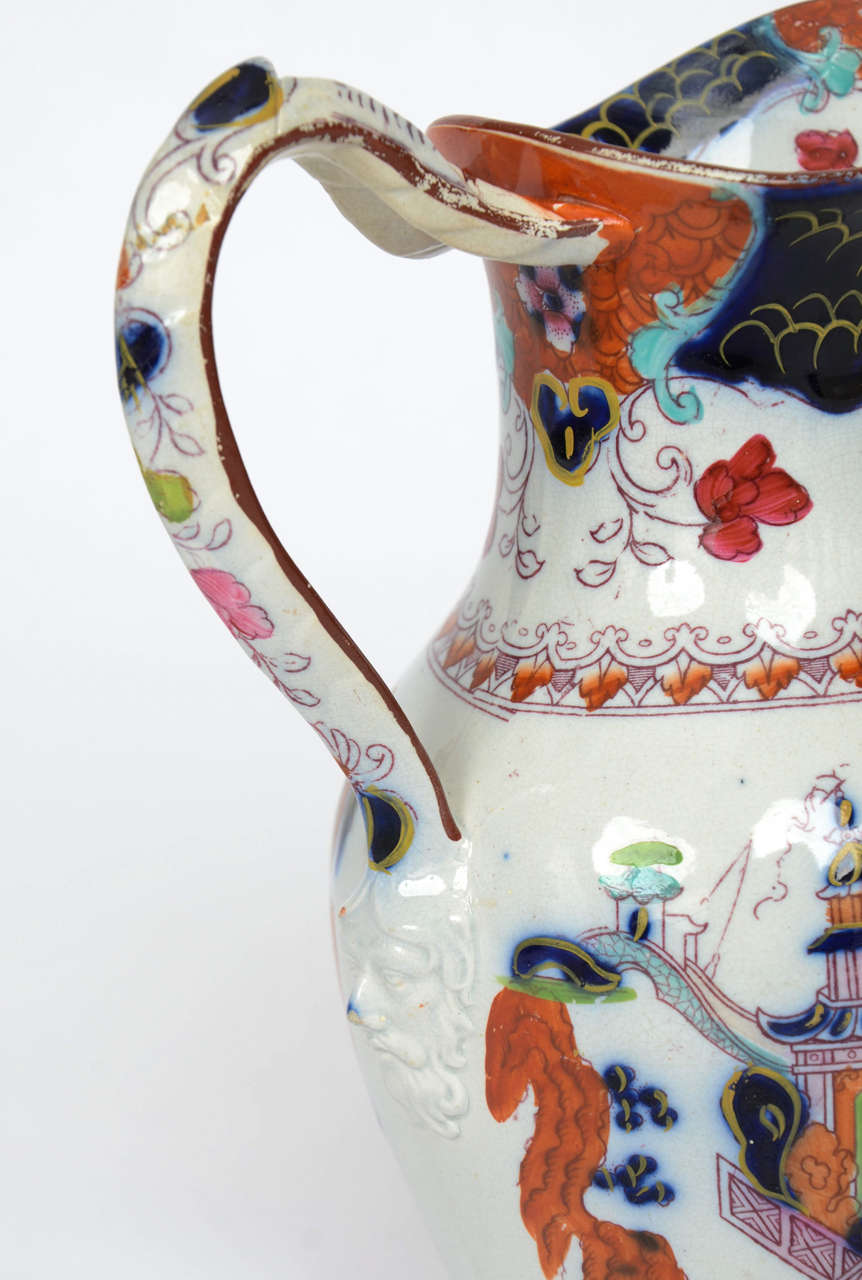 Early 19thC. Staffordshire, Pottery JUG or PITCHER, Mask Head Handle, ca.1830 1