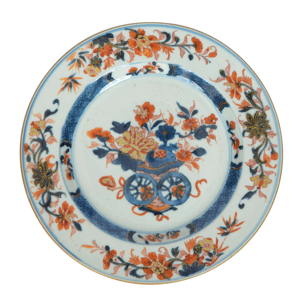 Chinese, "Kangxi" Period PLATE, Porcelain, Imari Pattern, gilded, c