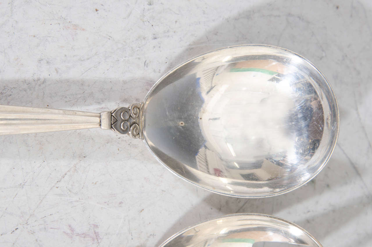 Georg Jensen Sterling Silver Serving Set in Iconic Acorn Design, Denmark In Excellent Condition In New York, NY
