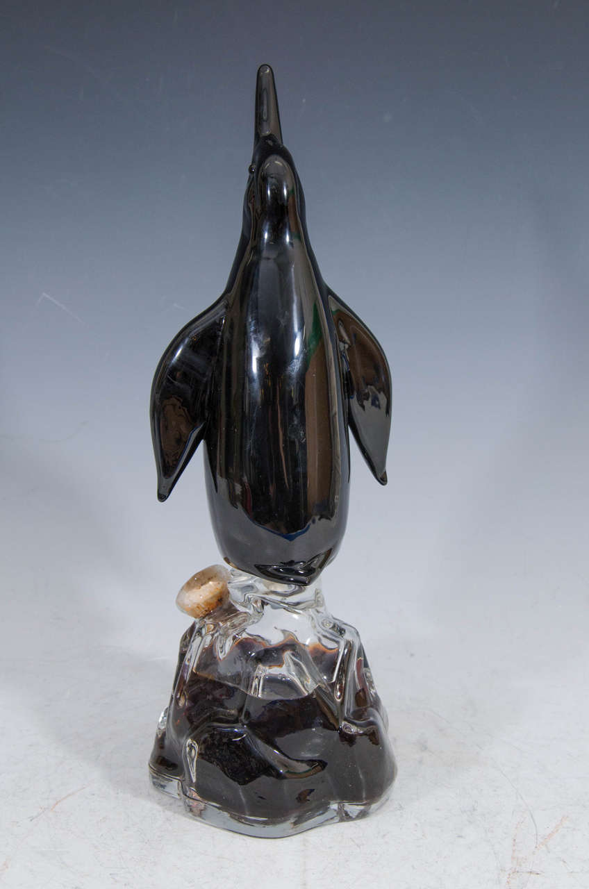 Mid-Century Pair of Penguin Shaped Murano Glass Bottles by Girolamo Luxardo For Sale 2