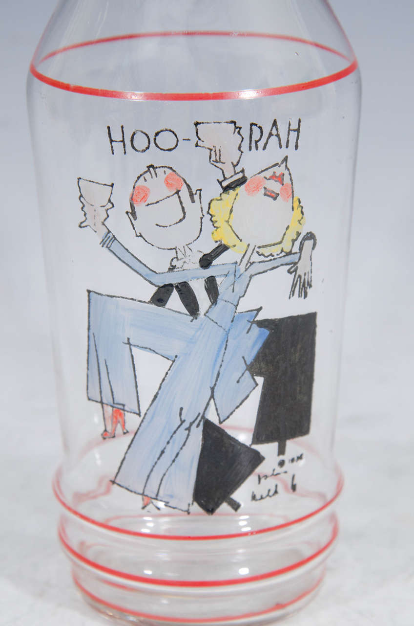 Art Deco Hand-Painted Cocktail Shaker by American Artist John Held Jr. In Good Condition In New York, NY