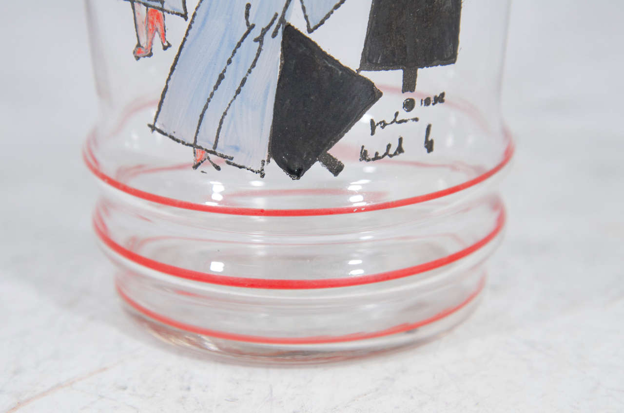 Mid-20th Century Art Deco Hand-Painted Cocktail Shaker by American Artist John Held Jr.
