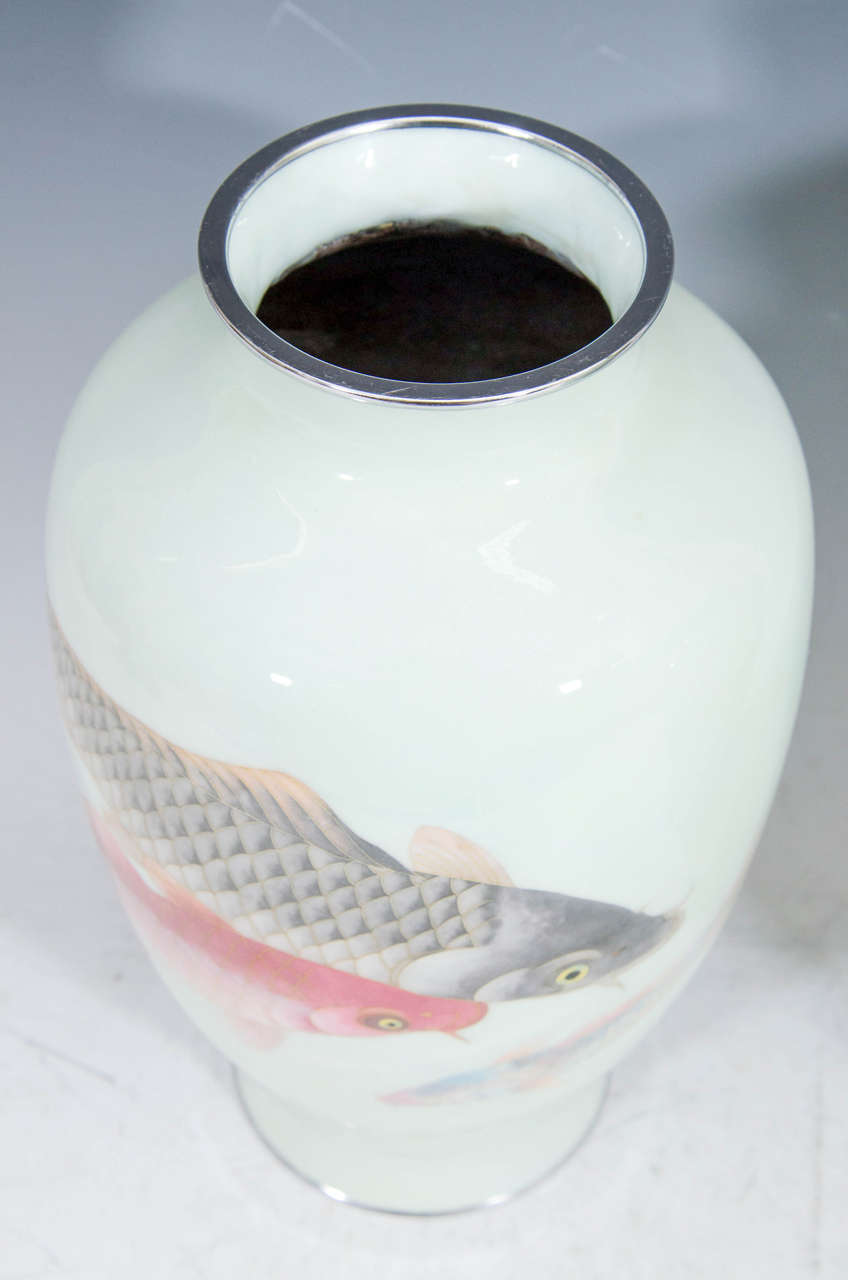 Vintage Pair of Ando Jubei Studio Cloisonne Vases In Good Condition In Astoria, NY