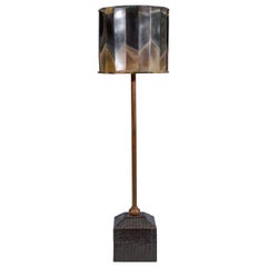 Faux Crocodile Base Lamp with Faux Tortoise-Shell Shade