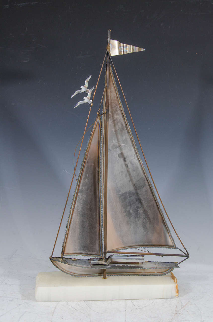 American Midcentury Sailboat Sculpture by DeMott