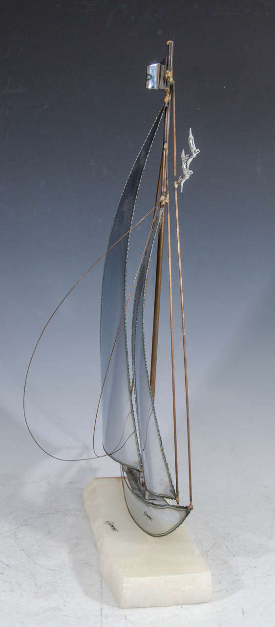 Midcentury Sailboat Sculpture by DeMott In Good Condition In New York, NY