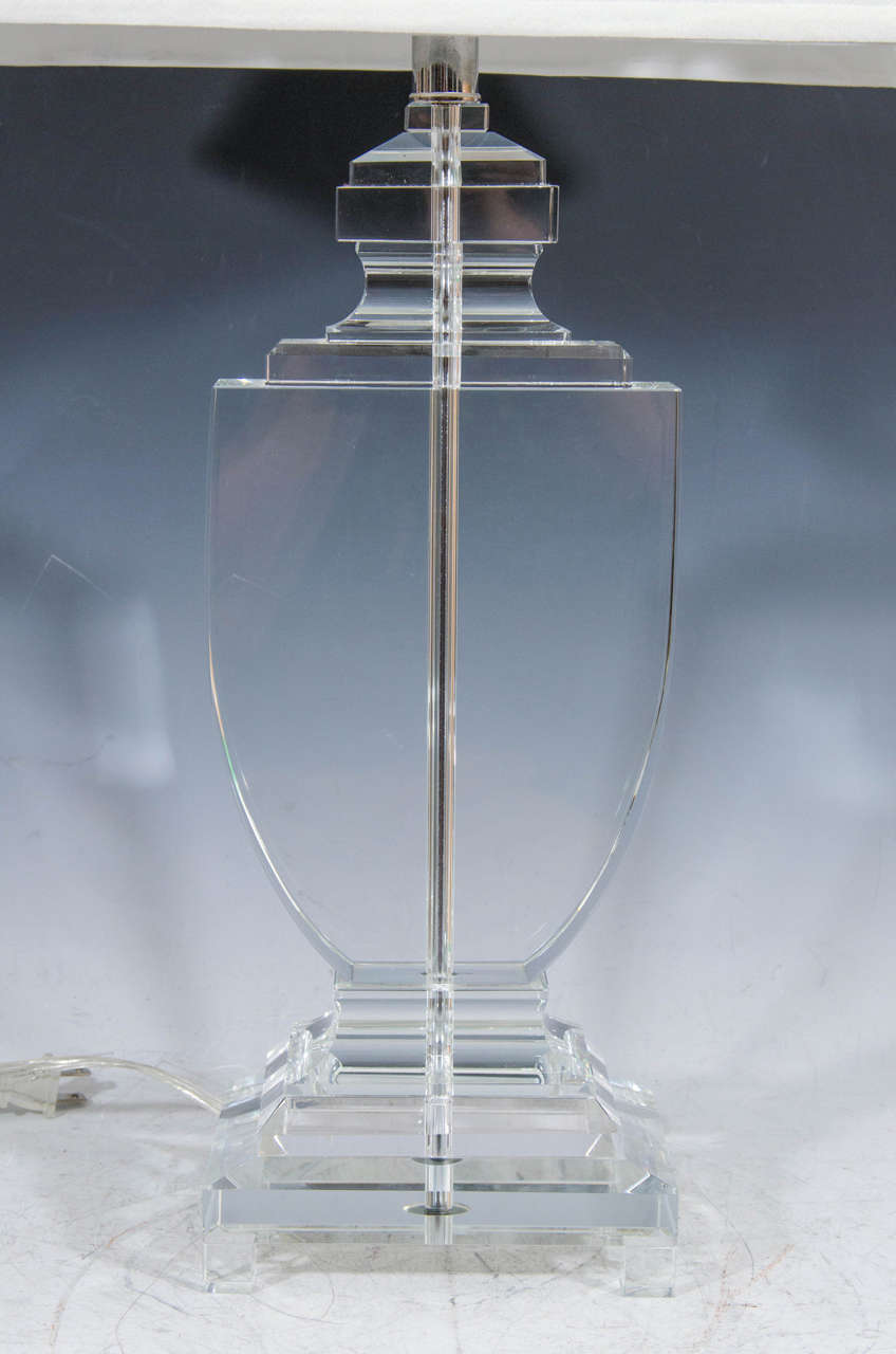 20th Century Pair of Crystal Urn Form Table Lamps In Good Condition In Astoria, NY