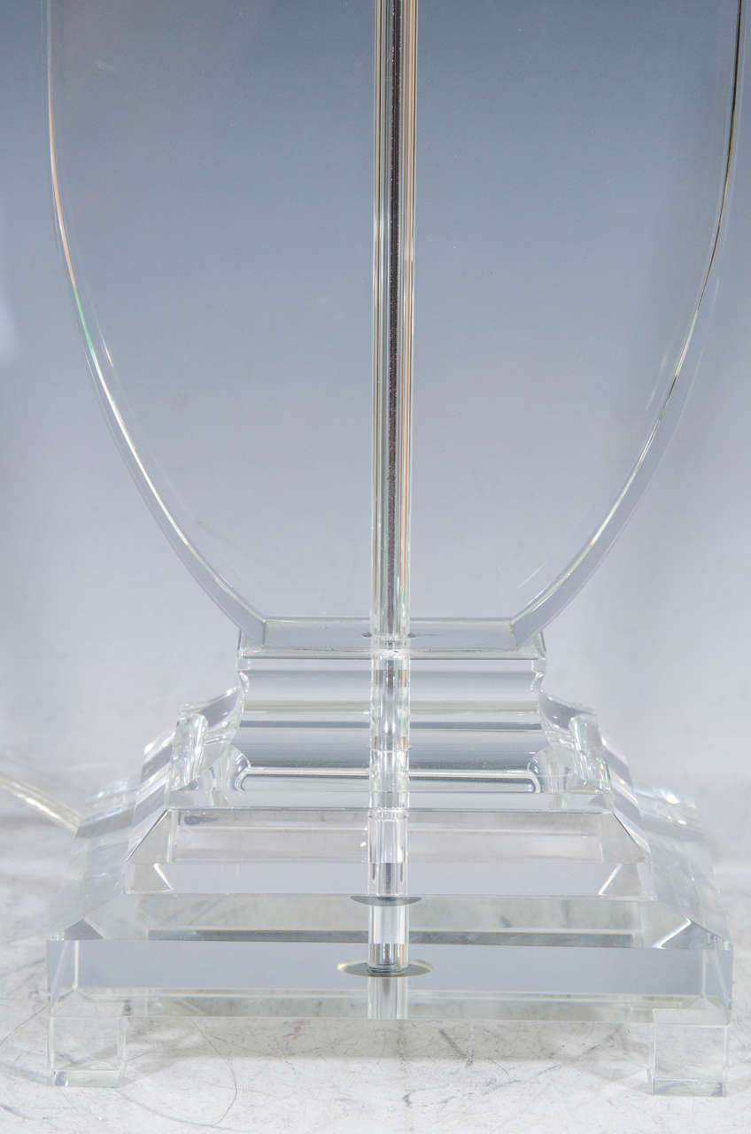 Glass 20th Century Pair of Crystal Urn Form Table Lamps