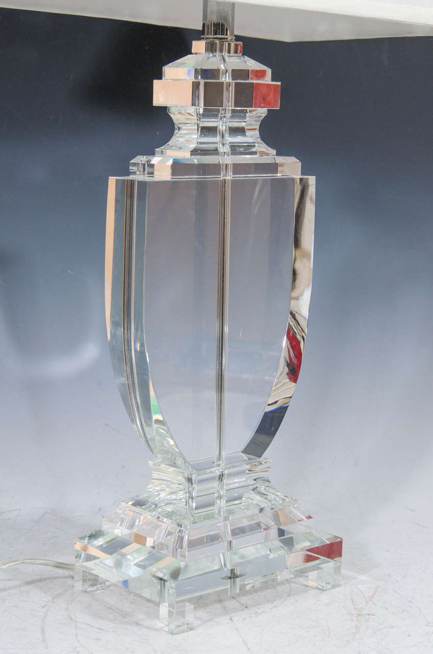20th Century Pair of Crystal Urn Form Table Lamps 2