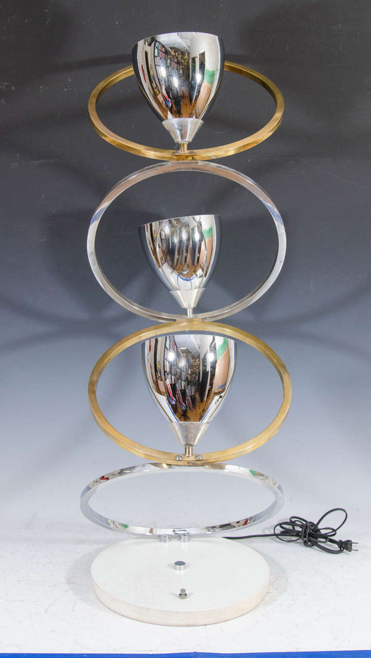 Midcentury Sculptural Chrome and Brass Table Lamp