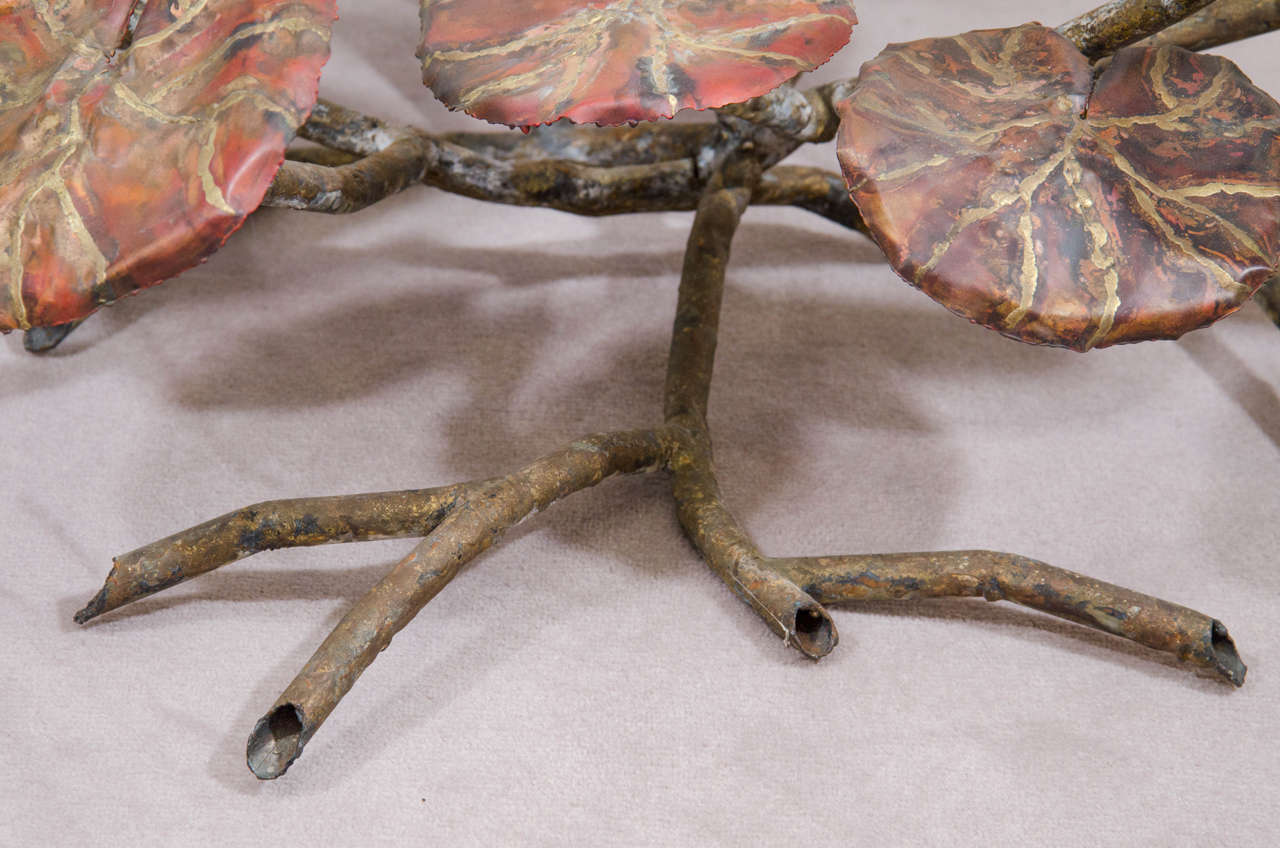 Mixed Metal Mid-Century Lily Pad Sculpture in the Manner of Silas Seandel For Sale
