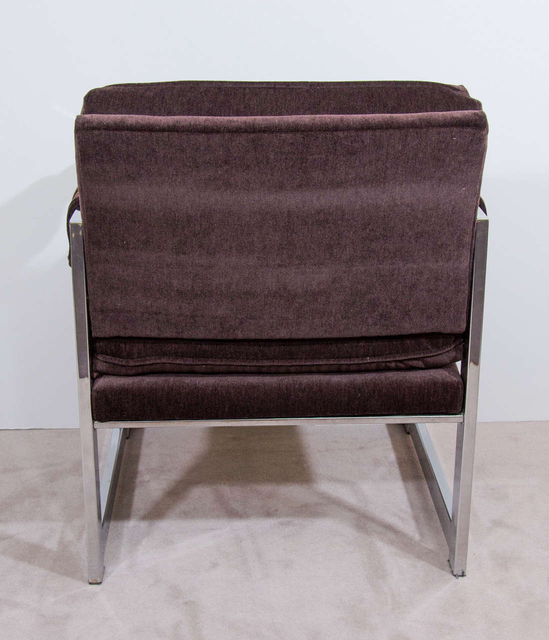 Late 20th Century Midcentury Pair of Milo Baughman Armchairs in Brown Mohair