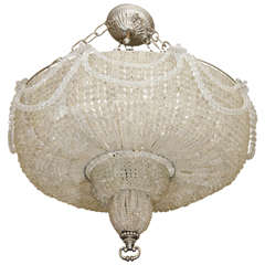 Hollywood Regency Style Large Beaded Basket Chandelier