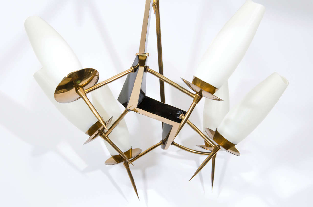 Midcentury French Chandelier with Adjustable Arms For Sale 4