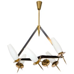 Vintage Midcentury French Chandelier with Adjustable Arms